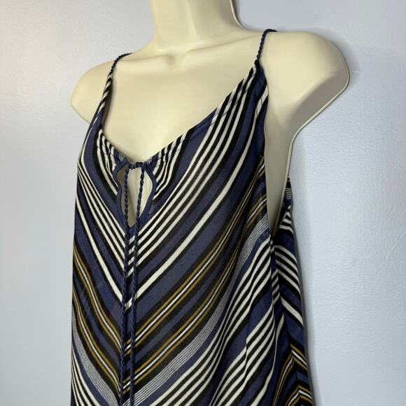 Escada Silk Knit Chevron Striped Top Tie Front Sleveeless Minimalist Womens 44 L - Picture 5 of 11